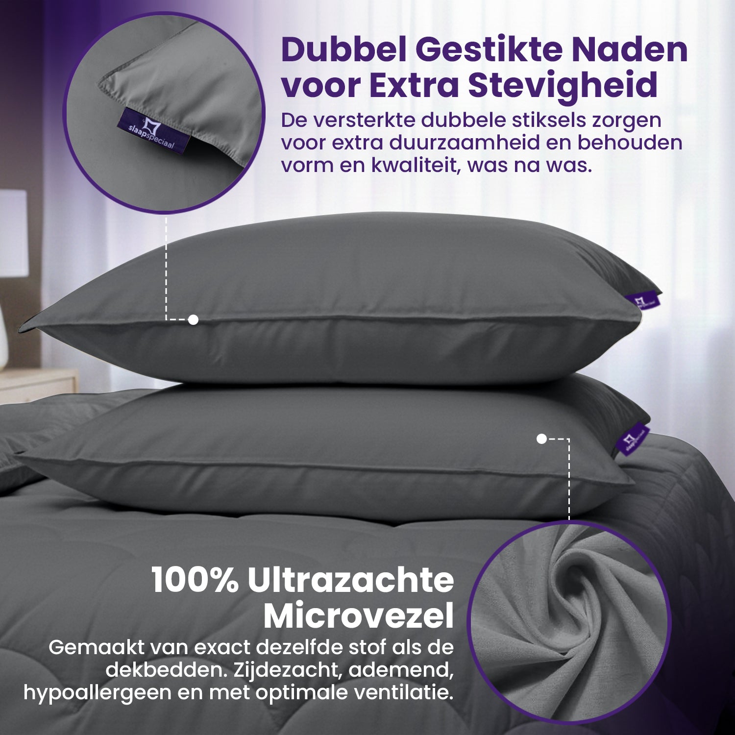 Essential Kussensloop - Antraciet - 2 Stuks