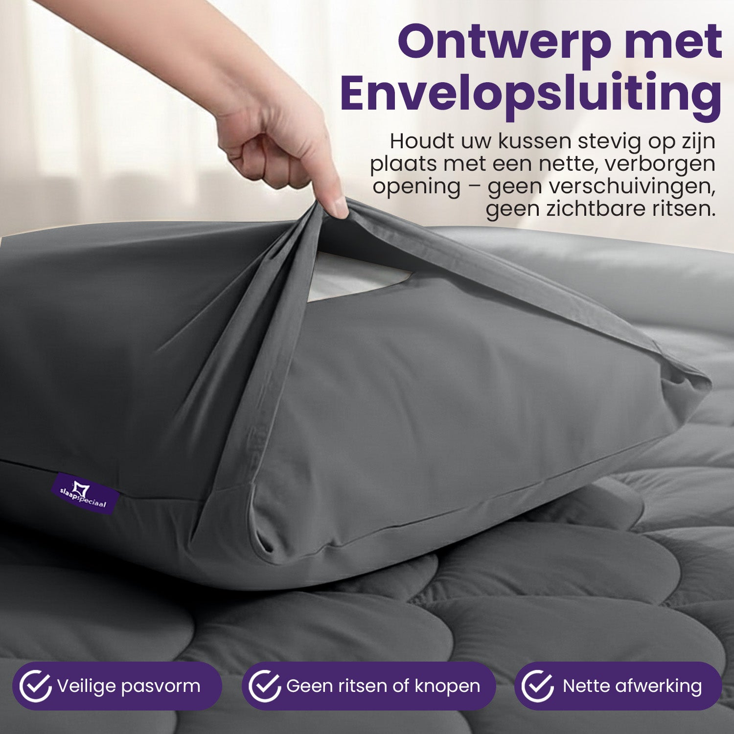 Essential Kussensloop - Antraciet - 2 Stuks