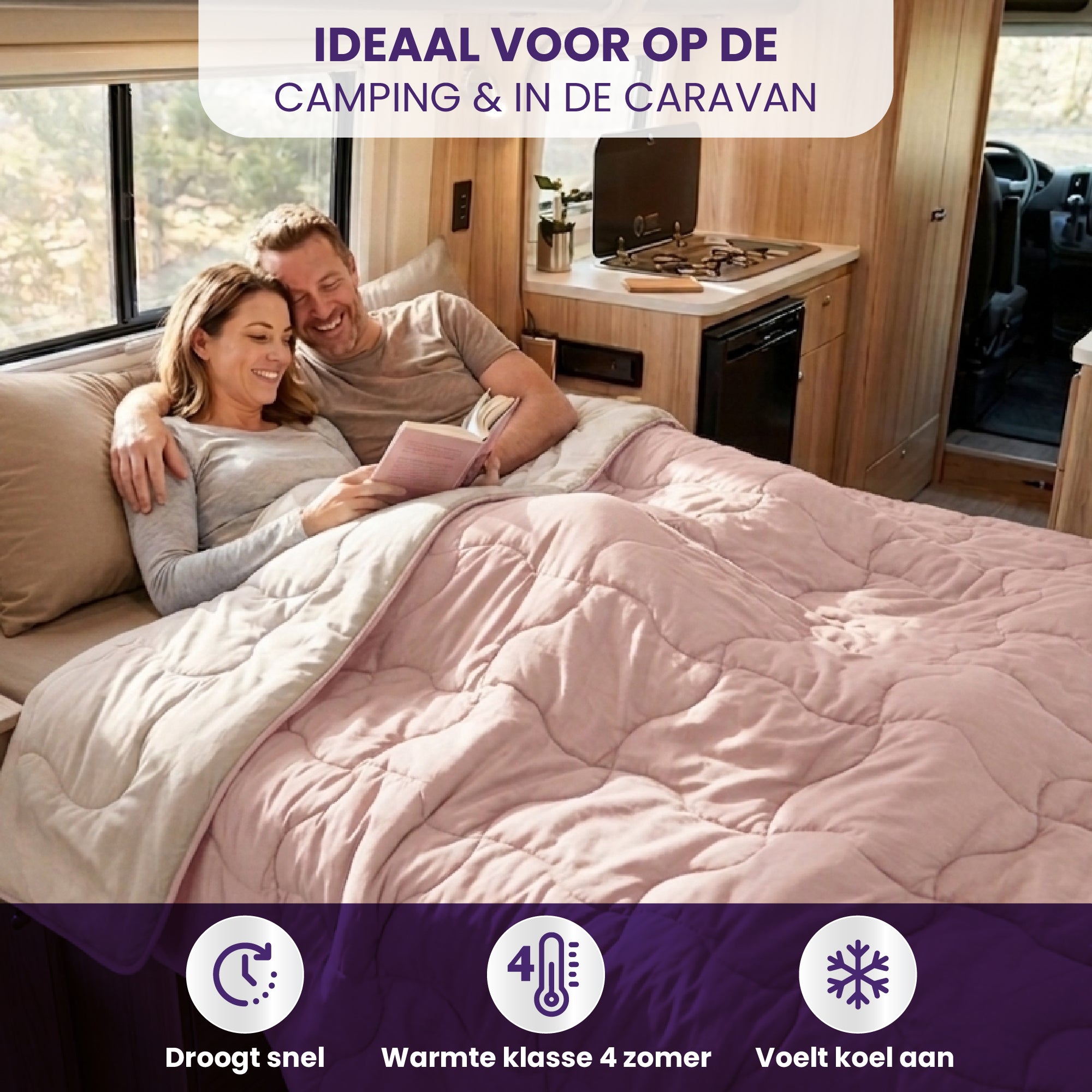 eazydekbed® - Zomerdekbed - Roze/Crème + Gratis Kussenslopen