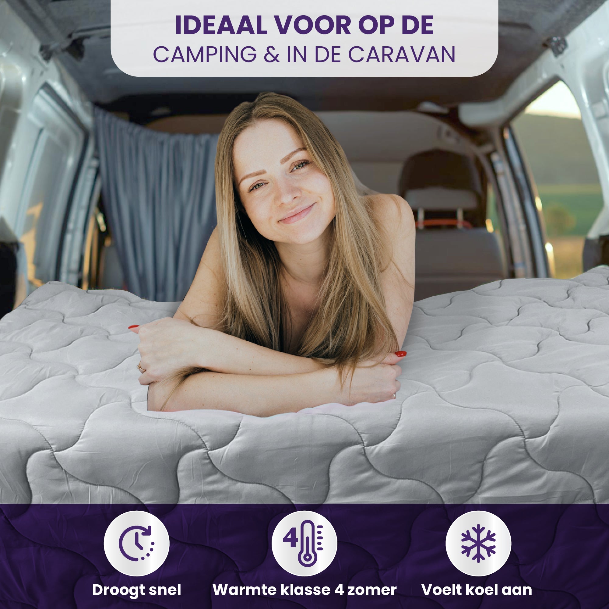 eazydekbed® Zomerdekbed – Antraciet/Grijs – Hoesloos & Wasbaar