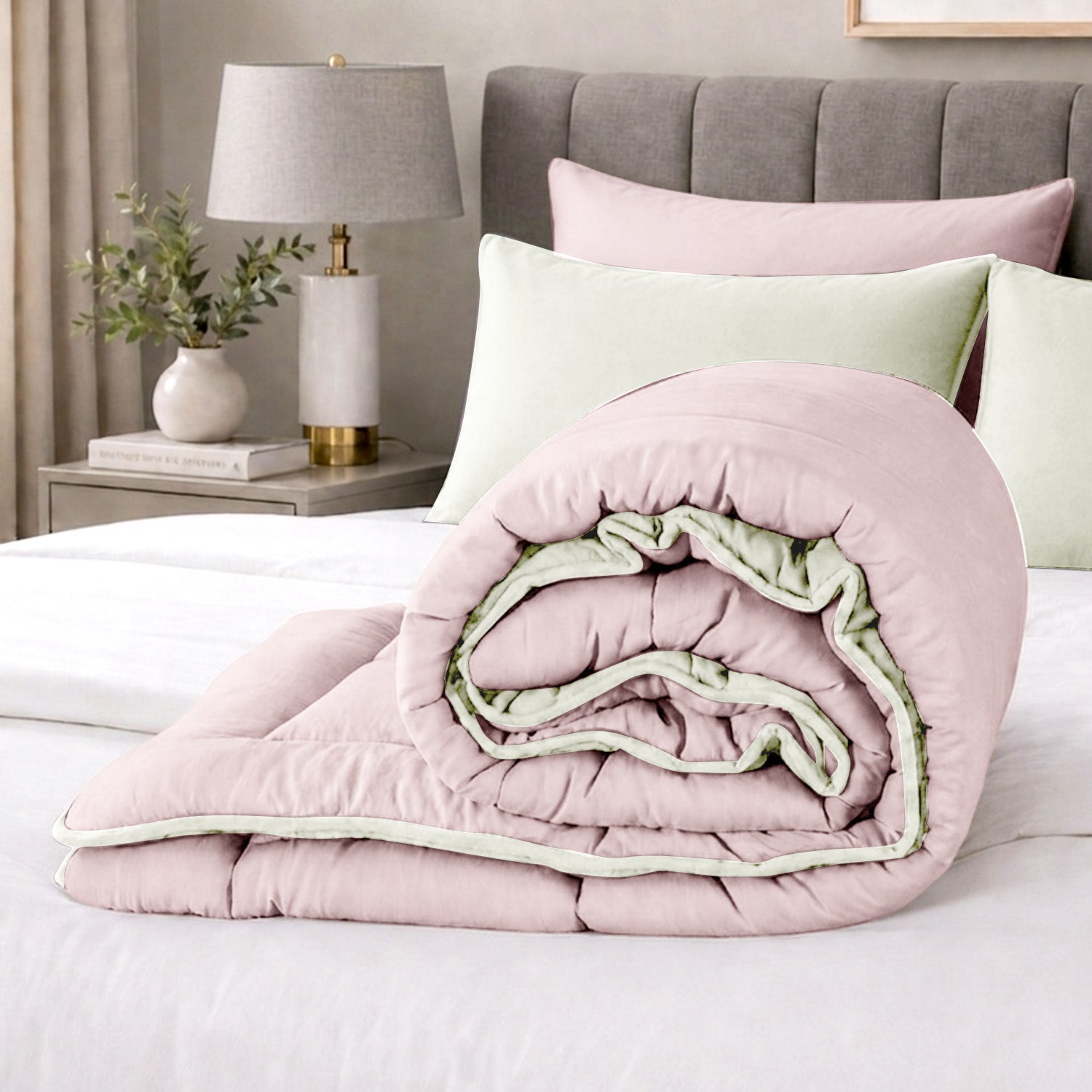 eazydekbed® - All-year - Roze/Ivoor + Kussenslopen