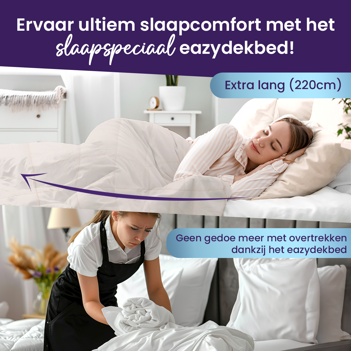 eazydekbed® – Beige – Hoesloos & Wasbaar – Voor het hele jaar
