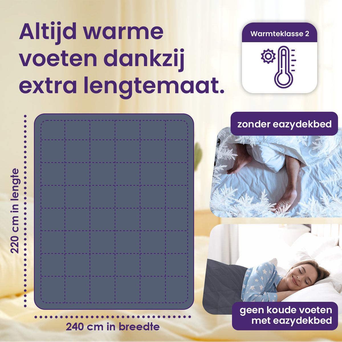 eazydekbed® – Grijs - Hoesloos & Wasbaar – Voor het hele jaar