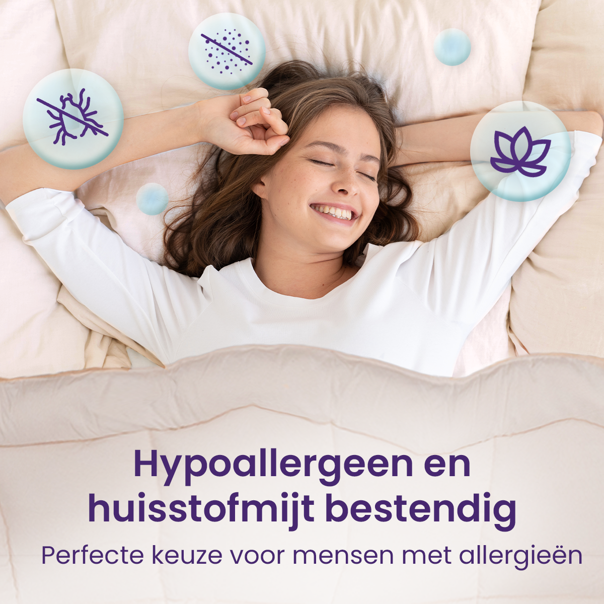 eazydekbed® – Beige – Hoesloos & Wasbaar – Voor het hele jaar