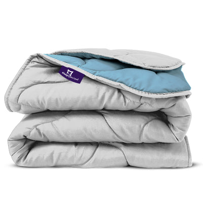 eazydekbed® Sommer-Bettdecke – Blau/Grau – ohne Bezug und waschbar