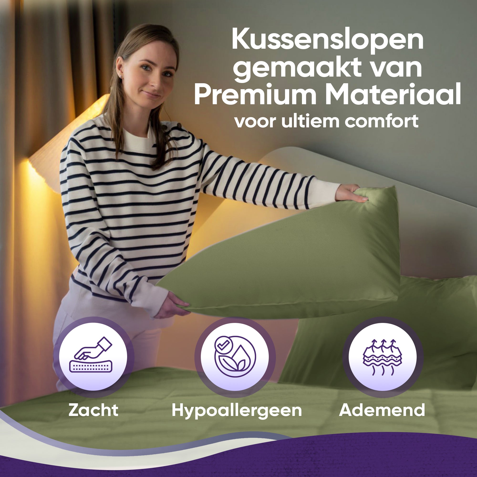 eazydekbed® Kissenbezug – Grün – 60 x 70 cm – 2er-Set