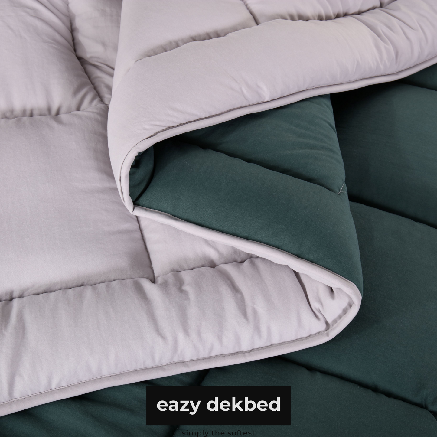 Slaapspeciaal Eazydekbed ® Series - Dekbed - Dekbed zonder overtrek - Hoesloos dekbed  - Groen/Grijs