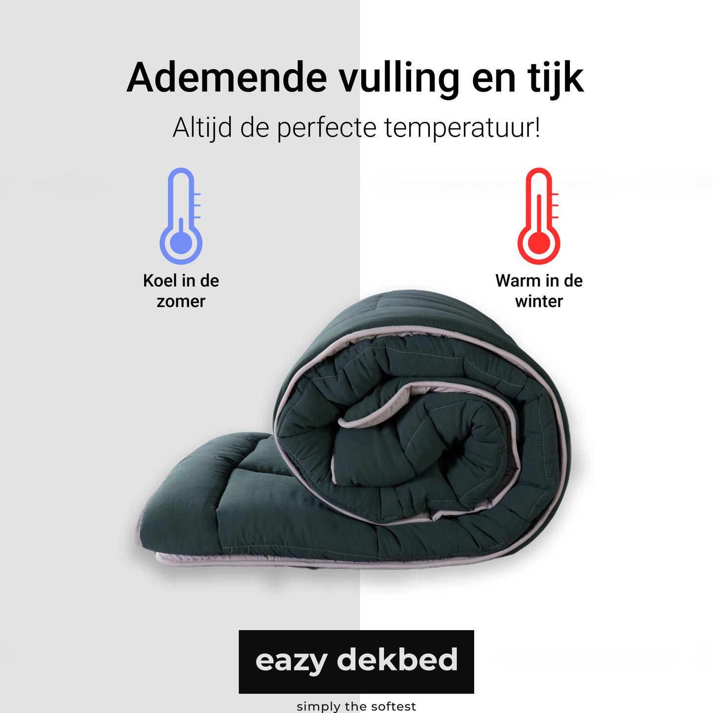 Slaapspeciaal Eazydekbed ® Series - Dekbed - Dekbed zonder overtrek - Hoesloos dekbed  - Groen/Grijs