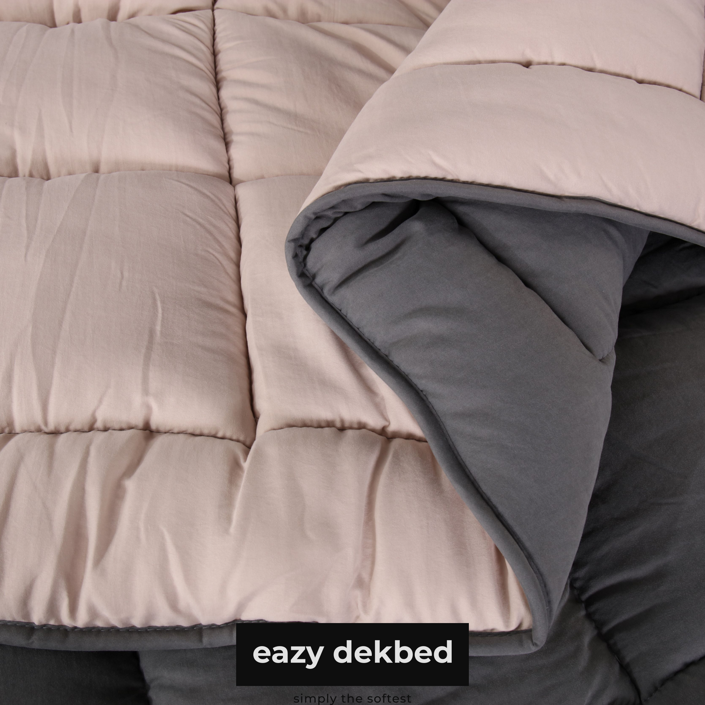 Slaapspeciaal Eazydekbed ® Series - Dekbed - Dekbed zonder overtrek - Hoesloos dekbed - Antraciet/Creme