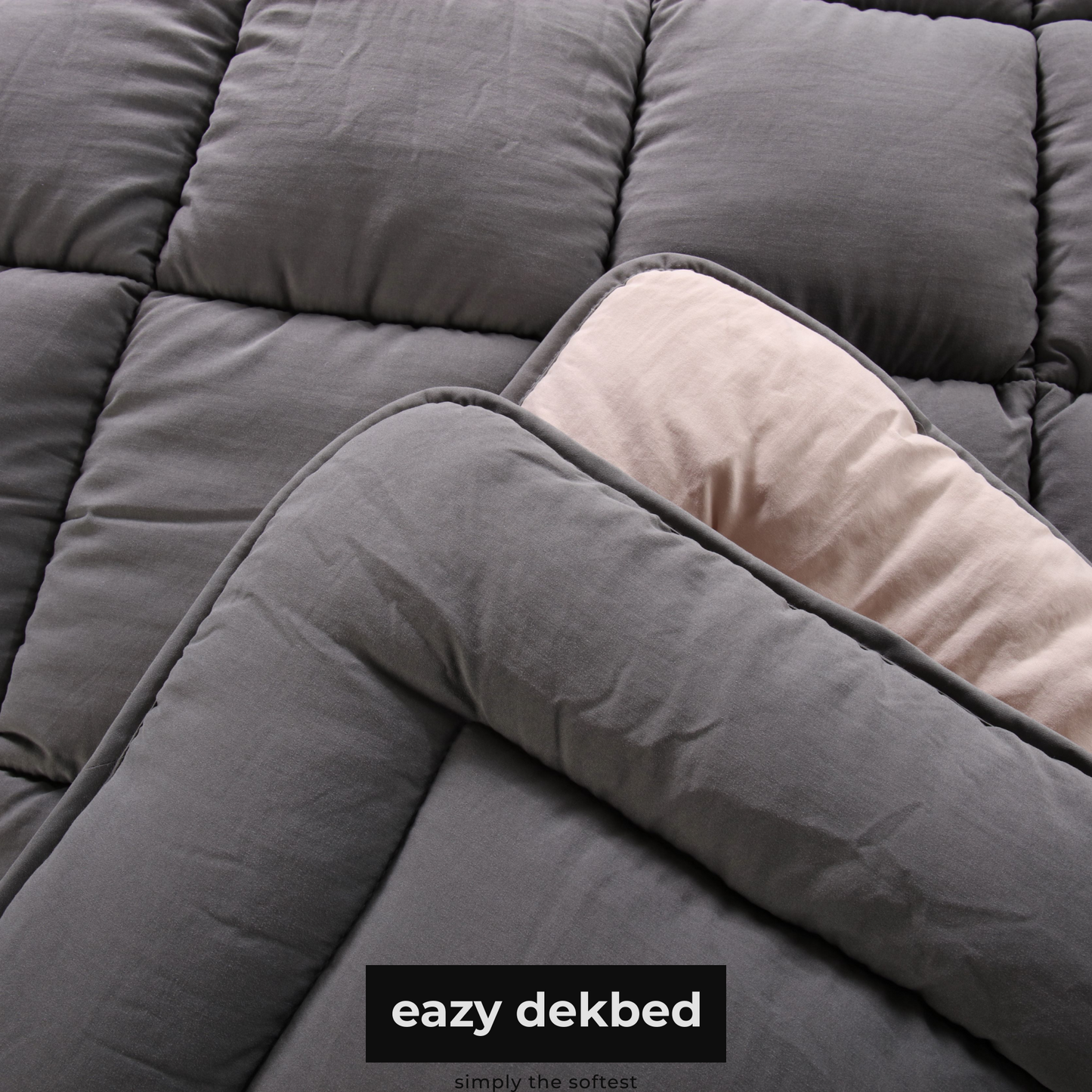 Slaapspeciaal Eazydekbed ® Series - Dekbed - Dekbed zonder overtrek - Hoesloos dekbed - Antraciet/Creme