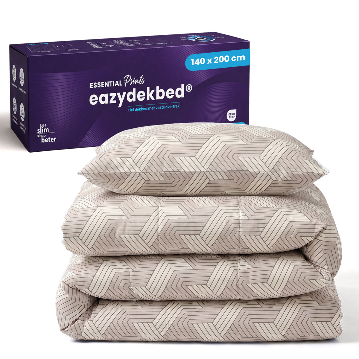 eazydekbed® - All-year - Geo Taupe + Kussenslopen