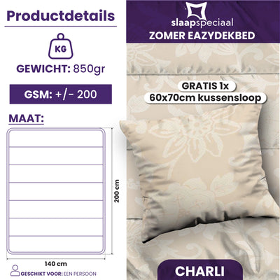 eazydekbed® - Zomerdekbed - Charli + GRATIS kussenslopen