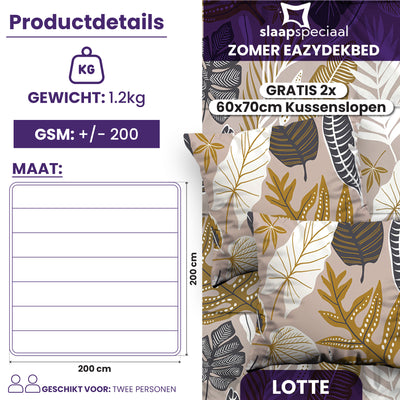 eazydekbed® – Sommer-Bettdecke aus Baumwolle – Lotte – Bezuglos & Waschbar + GRATIS Kissenbezüge