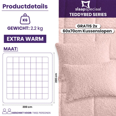 eazydekbed® - Teddy - All Year - Roze