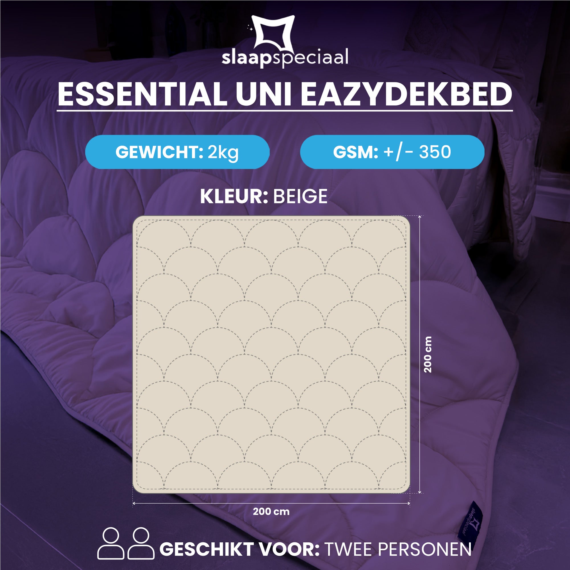 eazydekbed® – Beige – Hoesloos & Wasbaar – Voor het hele jaar