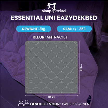 eazydekbed® – Antraciet – Hoesloos & Wasbaar – Voor het hele jaar