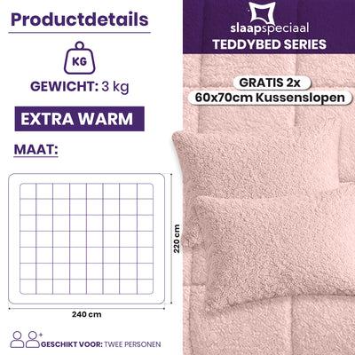 eazydekbed® - Teddy - All Year - Roze