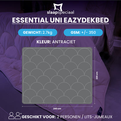 eazydekbed® – Antraciet – Hoesloos & Wasbaar – Voor het hele jaar
