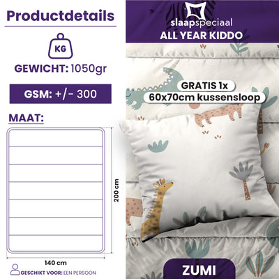 eazydekbed® - Kinderdekbed 140x200 cm - Zumi + GRATIS kussensloop