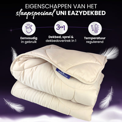 eazydekbed® – Beige – Bezuglos & Waschbar – Für das ganze Jahr