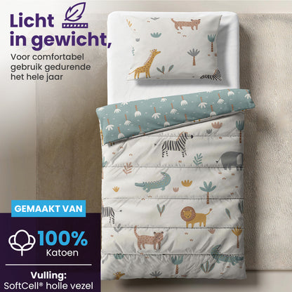 eazydekbed® Kinderdekbed 140x200 cm – Zumi – Hoesloos & Wasbaar – Voor het hele jaar – 100% katoen + GRATIS kussensloop