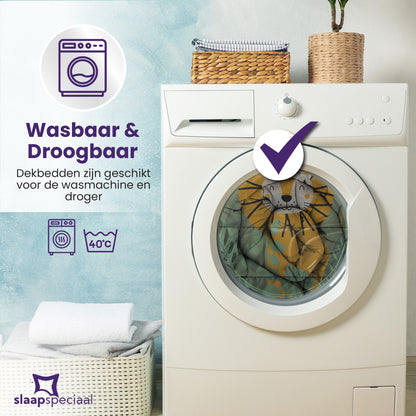 eazydekbed® Kinderdekbed 140x200 cm – Wild – Hoesloos & Wasbaar – Voor het hele jaar – 100% katoen + GRATIS kussensloop