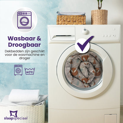 eazydekbed® Kinderdekbed 140x200 cm – Foxy – Hoesloos & Wasbaar – Voor het hele jaar – 100% katoen + GRATIS kussensloop