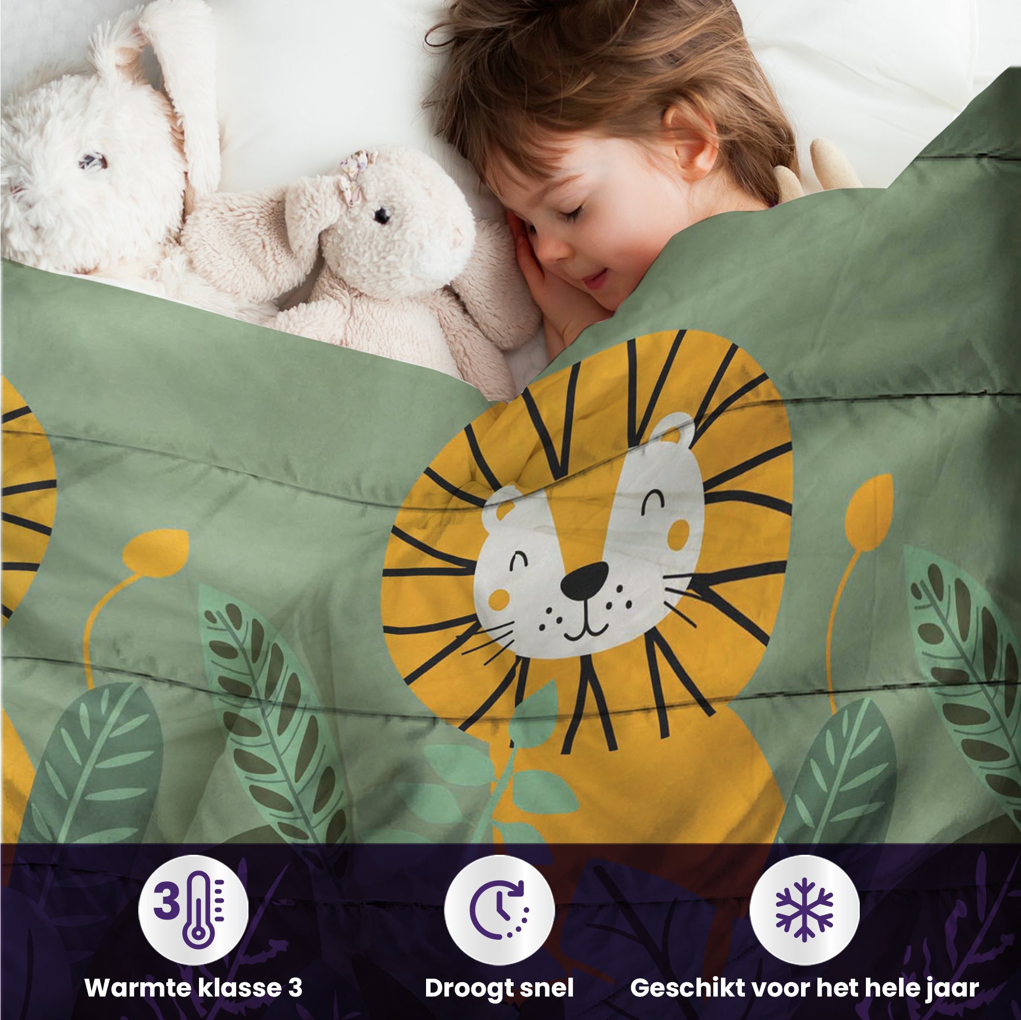 eazydekbed® Kinderdekbed 140x200 cm – Wild – Hoesloos & Wasbaar – Voor het hele jaar – 100% katoen + GRATIS kussensloop