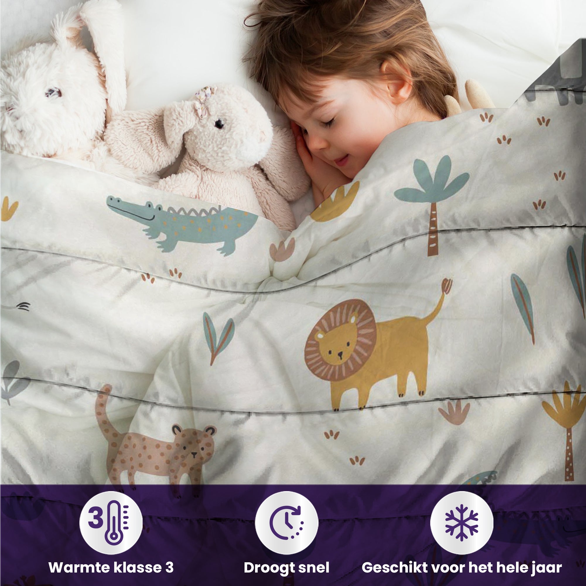 eazydekbed® Kinderdekbed 140x200 cm – Zumi – Hoesloos & Wasbaar – Voor het hele jaar – 100% katoen + GRATIS kussensloop