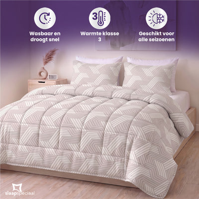 eazydekbed® - All-year - Geo Taupe + Kussenslopen