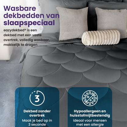 eazydekbed® – Antraciet – Hoesloos & Wasbaar – Voor het hele jaar