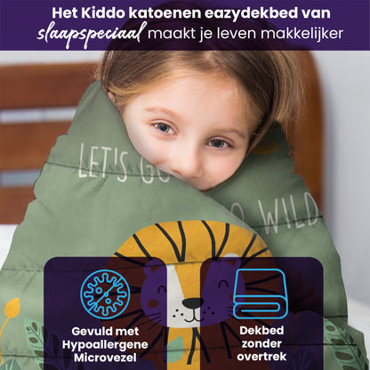 eazydekbed® Kinderdekbed 140x200 cm – Wild – Hoesloos & Wasbaar – Voor het hele jaar – 100% katoen + GRATIS kussensloop