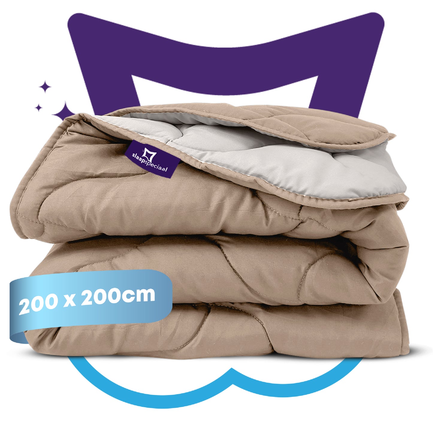 Slaapspeciaal Eazydekbed ® Series - Zomerdekbed - Dekbed zonder overtrek - Hoesloos dekbed  - Taupe/Creme