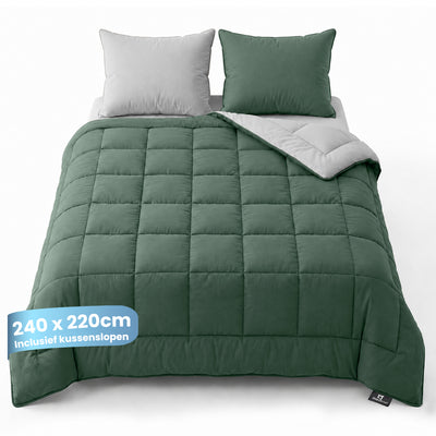 eazydekbed® - All-year - Groen/Grijs + Kussenslopen