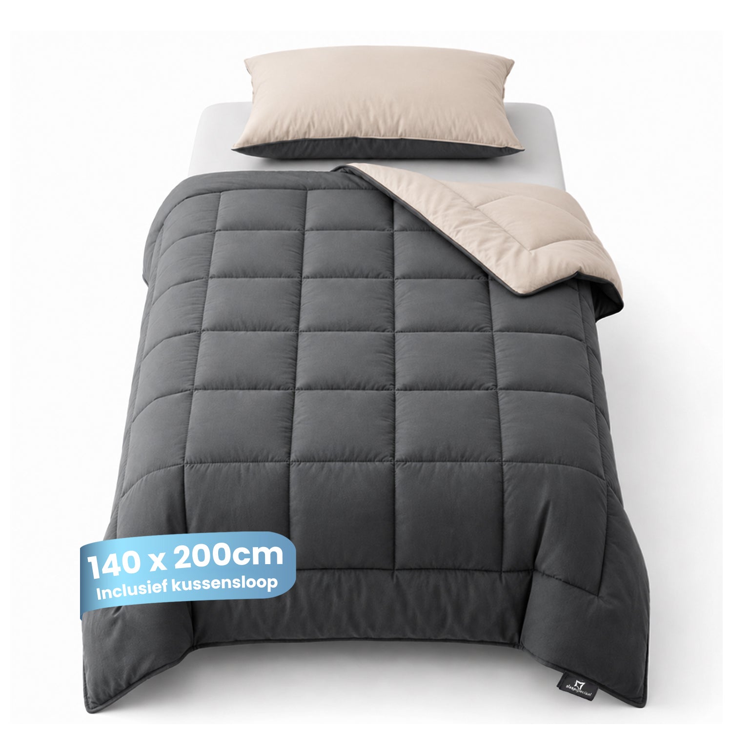 eazydekbed® – Anthrazit/Creme – Ohne Bezug & Waschbar – Für das ganze Jahr