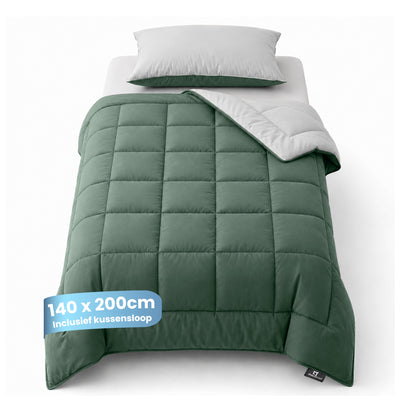 eazydekbed® - All-year - Groen/Grijs + Kussenslopen