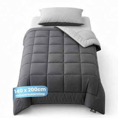 eazydekbed® - All-year - Grijs/Antraciet + Kussenslopen