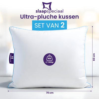 Hoofdkussen - Set van 2 - 60x70 cm - Navulbaar