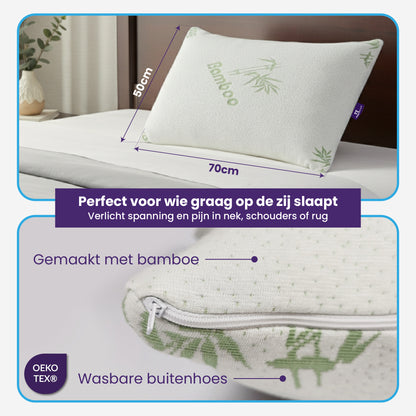 Slaapspeciaal Bamboe Hoofdkussen - 50x70 cm - Navulbaar