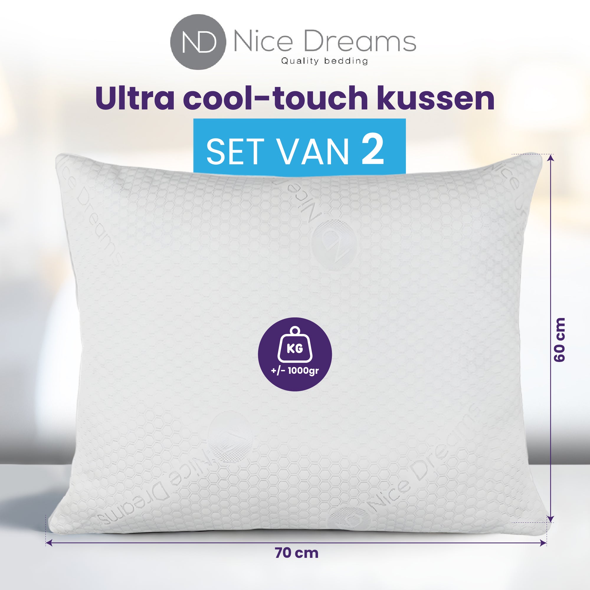 Kissen – 2er-Set – 60 x 70 cm – Nachfüllbar – Weiche Haptik