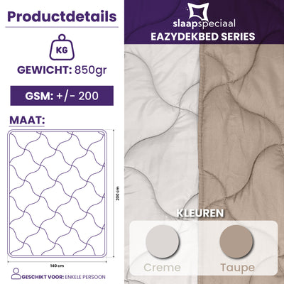 eazydekbed® Sommer-Bettdecke – Taupe/Creme – ohne Bezug und waschbar