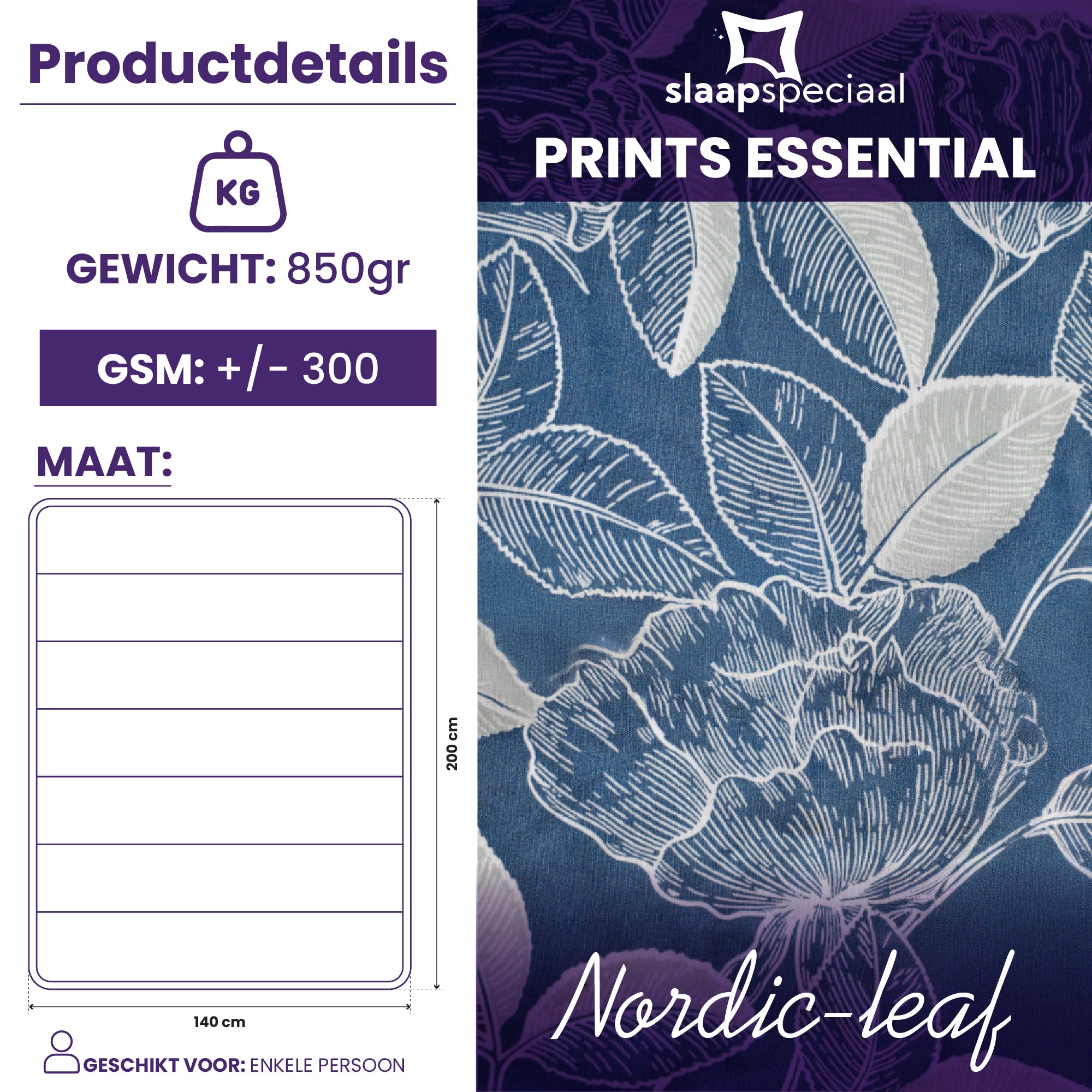 eazydekbed® – Nordic Leaf - Hoesloos & Wasbaar – Voor het hele jaar