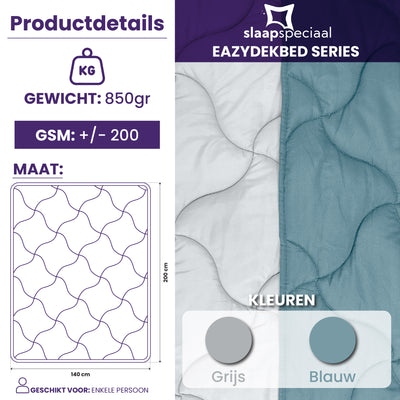 eazydekbed® Sommer-Bettdecke – Blau/Grau – ohne Bezug und waschbar