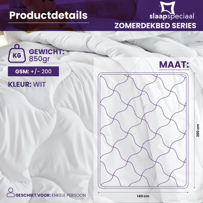 eazydekbed® Sommer-Bettdecke - Weiß - Ohne Bezug & Waschbar