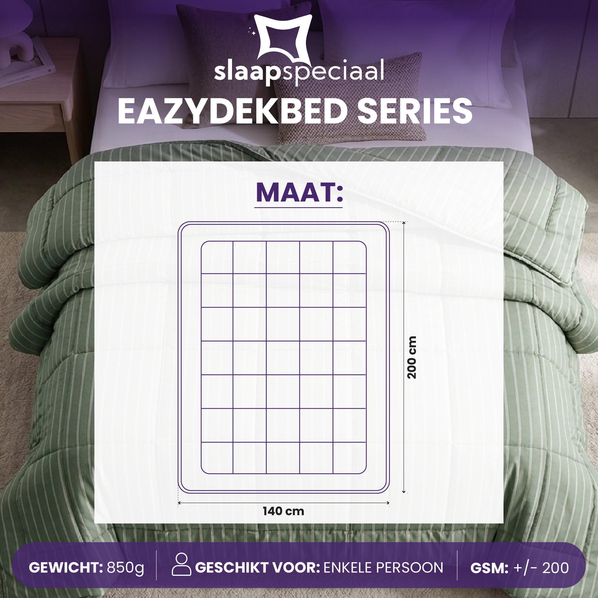 eazydekbed® - Zomerdekbed - Groen Stripe