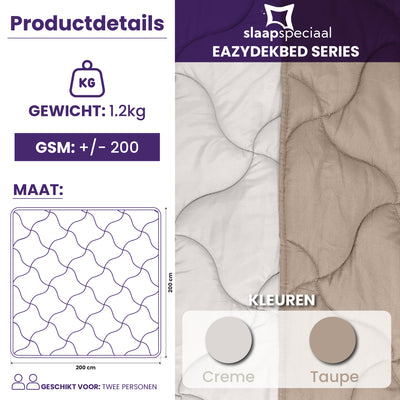 eazydekbed® Sommer-Bettdecke – Taupe/Creme – ohne Bezug und waschbar