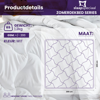 eazydekbed® Sommer-Bettdecke - Weiß - Ohne Bezug & Waschbar