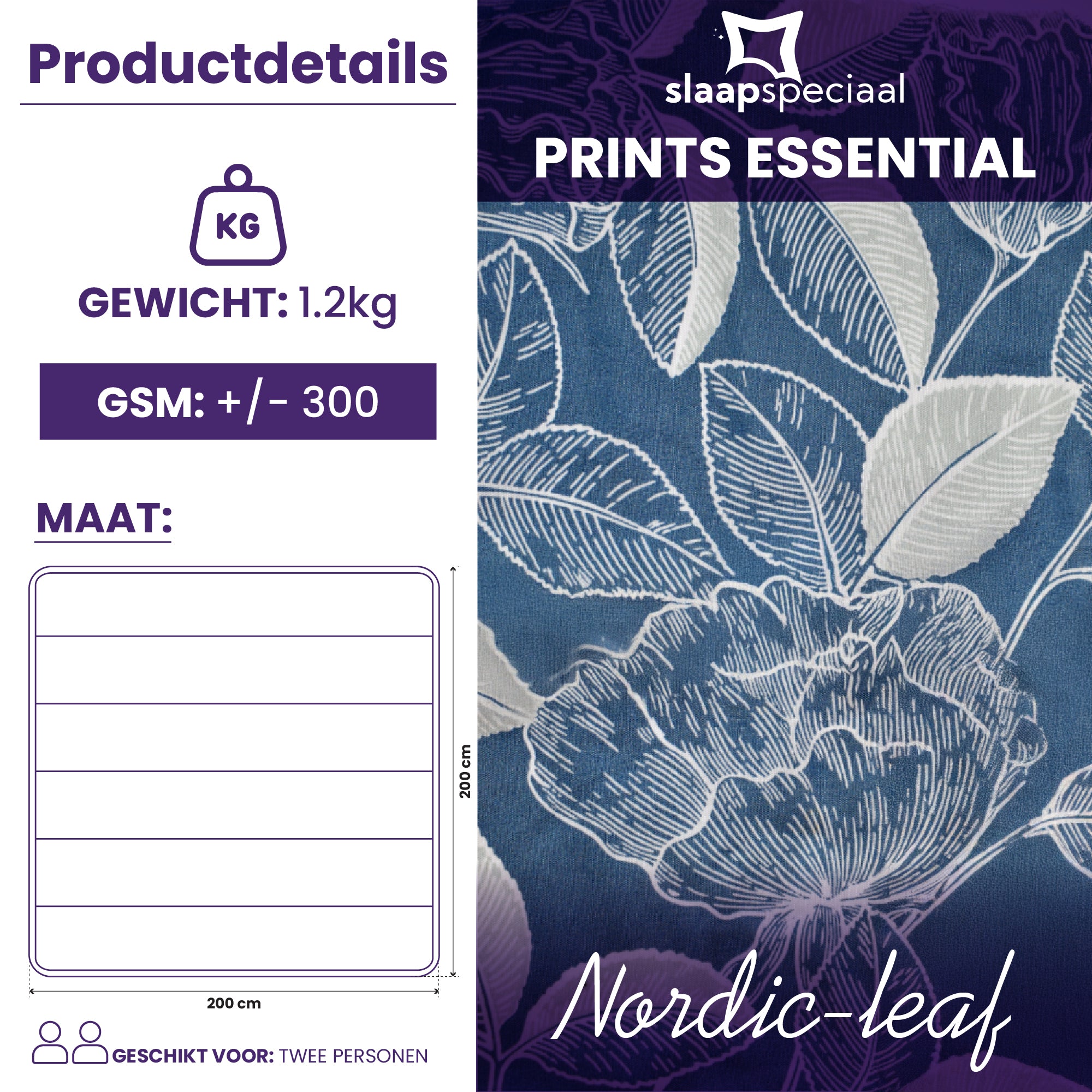 eazydekbed® – Nordic Leaf - Hoesloos & Wasbaar – Voor het hele jaar