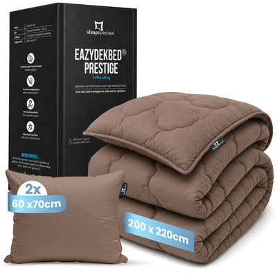 eazydekbed® - All-year - Prestige Bruin + Kussenslopen - 100% Katoen