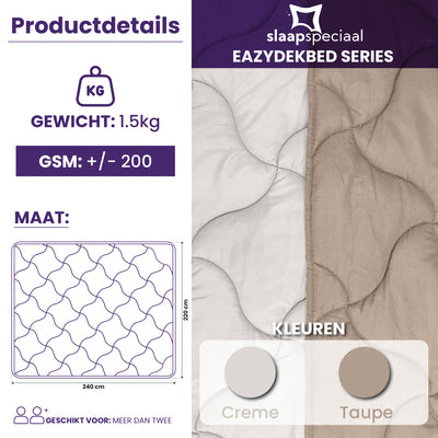 eazydekbed® Sommer-Bettdecke – Taupe/Creme – ohne Bezug und waschbar